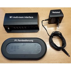 P1 Fernbedienung, M1 Multi Room interface und Netzteil